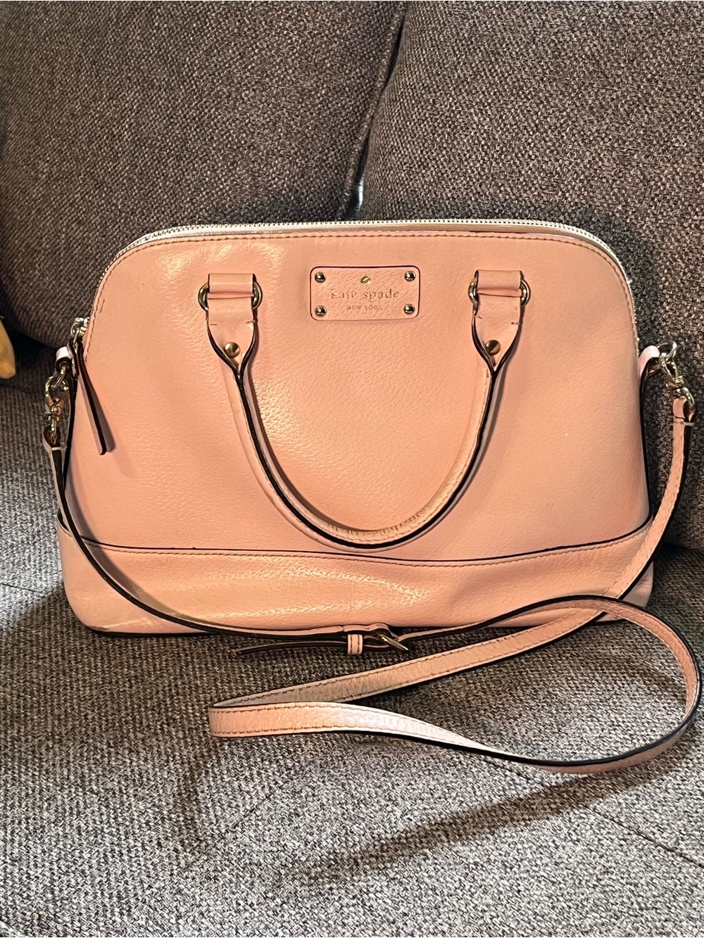 kate spade Blush Pink Leather Satchel with Crossbody Strap